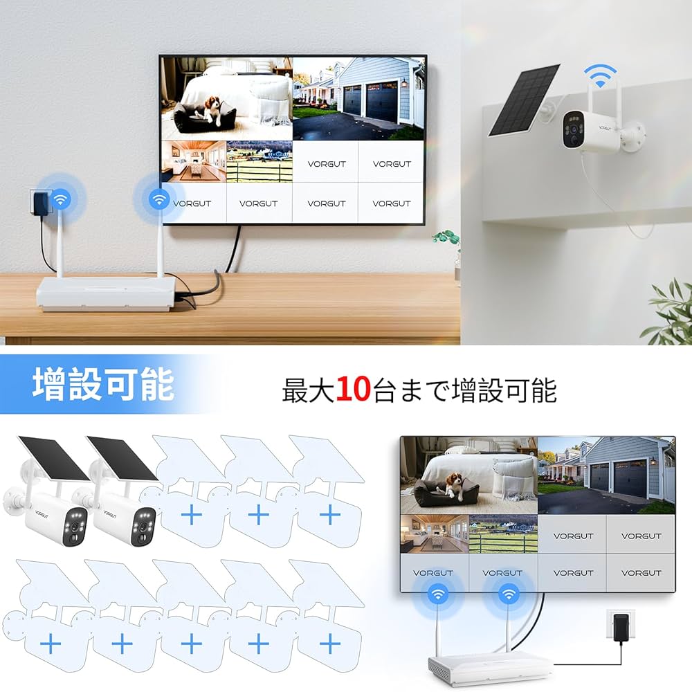 Amazon.co.jp: 防犯カメラ 屋外 ソーラー 2台セットVORGUT 監視